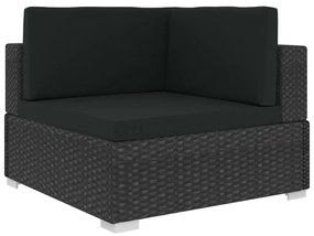 6 pcs conjunto lounge de jardim c/ almofadões vime PE preto