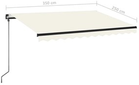 Toldo retrátil manual com LED 350x250 cm cor creme