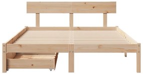 Cama sem colchão 140x200 cm madeira de pinho maciça