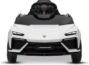 Carro elétrico para crianças Lamborghini Lanzador 12V com licença, bateria de lítio, luzes LED, controle remoto Branco