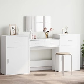 vidaXL Conjunto de toucador 4 pcs derivados de madeira branco