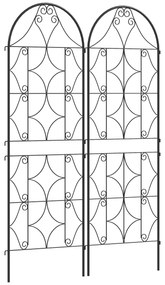 Outsunny Suporte para Plantas Trepadeiras com Padrão Conjunto de 2 Treliços de Jardim Vinhas Flores Legumes Metal 50x150 cm Preto | Aosom Portugal