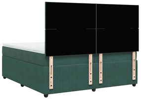 Cama com molas/colchão 200x200 cm veludo verde-escuro