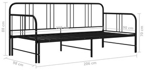 Estrutura sofá-cama de puxar 90x200 cm metal preto