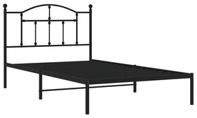 Estrutura de cama com cabeceira 100x200 cm metal preto