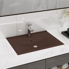 147028 vidaXL Lavatório orif. torneira 60x46 cm cerâmica castanho-escuro mate