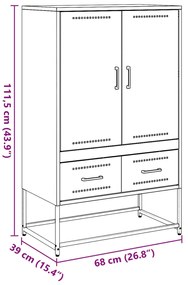 Móvel alto 68x39x111,5 cm aço laminado a frio preto