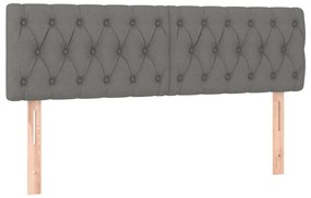 Cabeceira de cama c/luzes LED tecido 160x7x78/88cm cinza-escuro