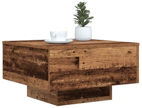 Mesa de centro vidaXL com luzes LED em madeira velha 55x55x31 cm
