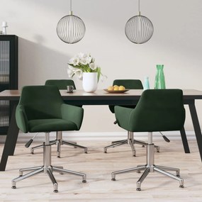 vidaXL Cadeiras de jantar giratórias 4 pcs veludo verde-escuro