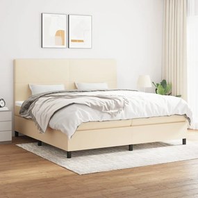 Cama com molas/colchão 200x200 cm tecido cor creme
