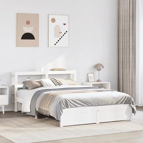 Estrutura de cama c/ cabeceira sem colchão 140x200 cm branco