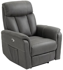 HOMCOM Poltrona Reclinável Elétrica Estofada em Tecido Técnico Poltrona Relax com Reclinação 155° Apoio 95x90x105cm Cinza | Aosom Portugal