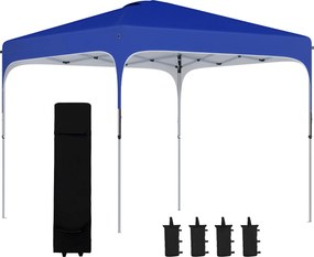 Outsunny Tenda Dobrável 2,5x2,5 m Tenda de Jardim para Festas e Campismo com Proteção UV50+ Altura Ajustável 4 Sacos de Areia e Bolsa de Transporte Azul | AOSOM Portugal
