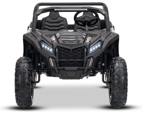 Carro elétrico para crianças UTV XXL 24V 2 Lugares em couro, travão de discos, luzes LED, rodas de borracha insufláveis com suspensão traseira, leitor
