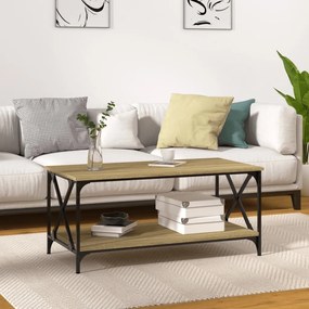 vidaXL Mesa de centro 100x50x45cm deriv. madeira/ferro carvalho sonoma