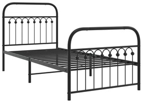 Estrutura de cama com cabeceira e pés 90x200 cm metal preto