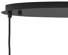 Candeeiro suspenso de design preto com vidro fumado oval 5-luzes - Mochan