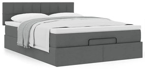 Cama otomana com colchão 140x190 cm tecido cinzento escuro
