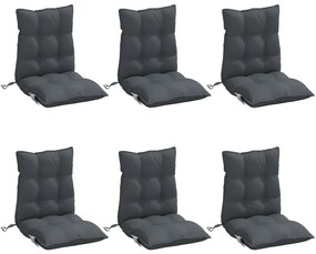 Almofadões cadeira encosto baixo 6 pcs tecido oxford antracite
