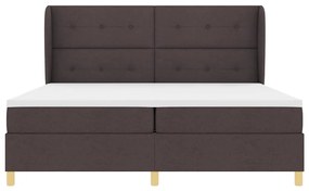 Cama Box Spring vidaXL com Colchão - Castanho Escuro, 200x200 cm, Teci