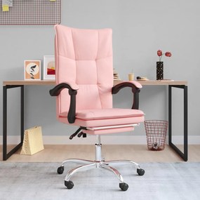 vidaXL Cadeira de escritório reclinável couro artificial rosa