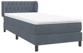 Cama com molas/colchão cinza-escuro 90x210 cm veludo