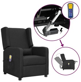 vidaXL Poltrona de massagens elevatória tecido preto