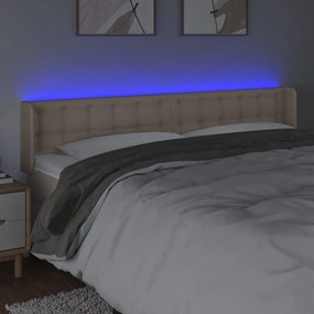 Cabeceira cama LED couro artificial 163x16x78/88 cm cappuccino