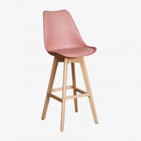 Banco Alto Nórdico Com Almofada De Couro Sintético Rosé & ↑75 Cm - Sklum
