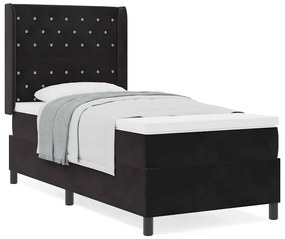Cama Box Spring com Colchão Preta 100x200 cm Veludo