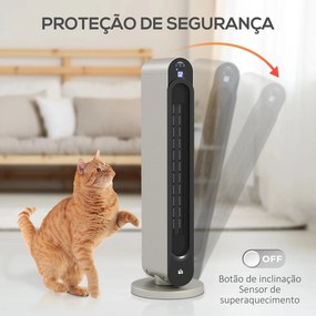 Aquecedor Cerâmico de Torre - Prata e Preto - Ø25x73,5 cm - ABS - Desi