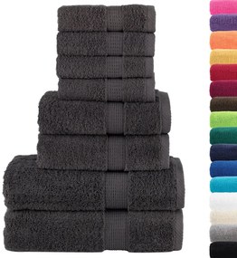 8pcs Conjunto toalhas banho premium SOLUND 600gsm antracite