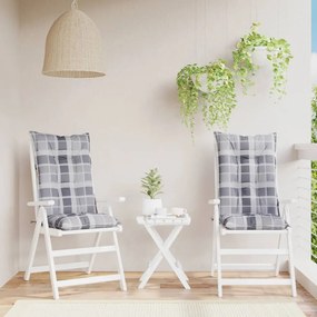 vidaXL Almofadões cadeiras altas de jardim 2pcs tecido xadrez cinza