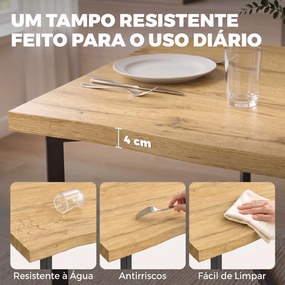 Mesa de Jantar para 2 Pessoas com Tampo Espesso (CADEIRAS NÃO INCLUDAS) Pernas Metálicas Estilo Moderno 110x67x75,5 cm Carvalho