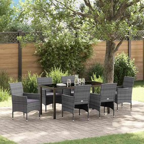 vidaXL Conjunto de Jantar Jardim 7 Peças Cinza Rattan PE