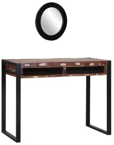 vidaXL Mesa de Toucador com Espelho Multicolorida 100x50x75 cm de Madeira Recuperada