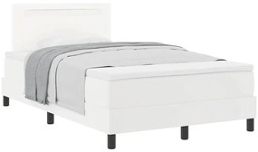Cama Box com Colchão Branca, 120 x 200 cm, em Couro Sintético