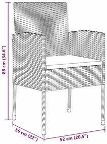 Conjunto de jantar pro jardim com 3 peças e almofadas em polyrattan ci