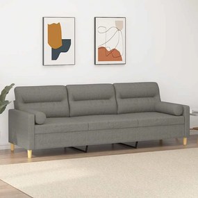 vidaXL Sofá 3 lugares + almofadas/almofadões 210cm tecido cinza-escuro
