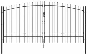 Portão de Jardim com Ponta de Lança Dupla Abertura Cinza 200x400 cm Aç