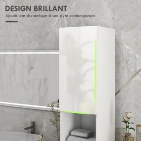 Coluna para casa de banho 30 x 30 x 181,5 cm com 2 portas e prateleiras ajustáveis, branco