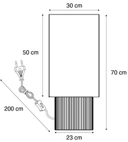 Candeeiro de pé Japandi madeira com abajur de linho 70cm - Lamel Japandi