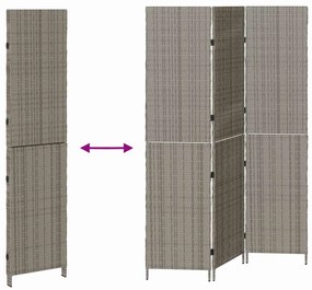 Divisor de Ambiente 3 Painéis Dobrável Cinza 147x180 cm Poly Rattan