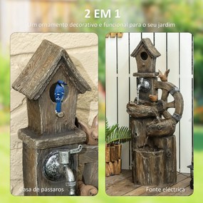 Fonte de Jardim 2 em 1 com Casa para Pássaros Fonte de Água de Exterio