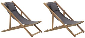 Conjunto de 2 cadeiras de jardim com 2 tecidos à escolha em madeira clara AVELLINO Beliani