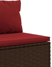 7 pcs conjunto lounge jardim c/ almofadões vime PE castanho