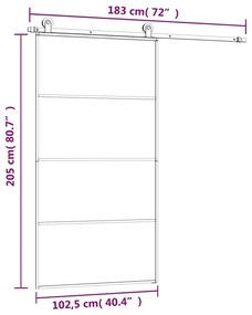 Porta desliz. c/ conj. ferragens 102,5x205cm vidro ESG/alumínio