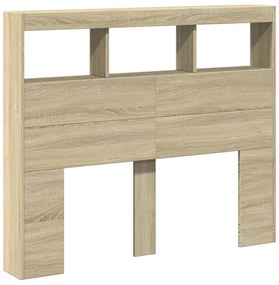 Armário de cabeceira c/ luzes LED 120x17x102 cm carvalho sonoma