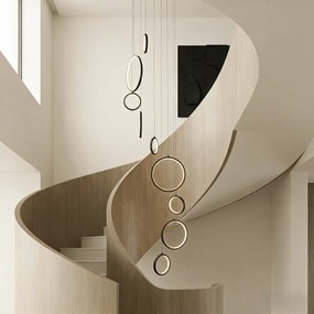 Candeeiro suspenso de design preto com 9 luzes LED regulável em 3 níveis - Vide Anella